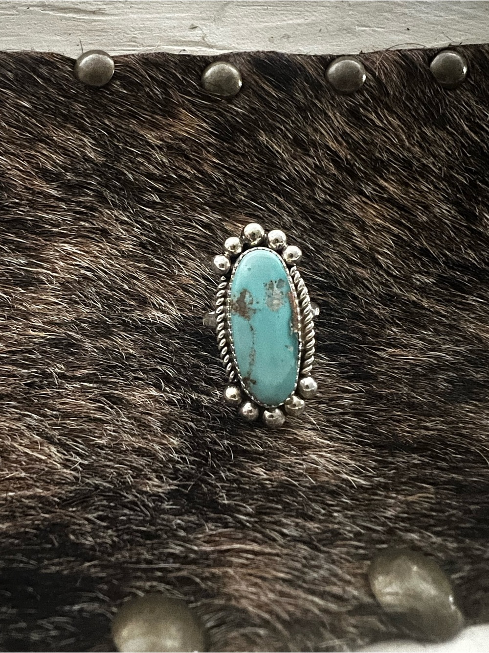 Turquoise & Sterling Silver Oval Statement Ring